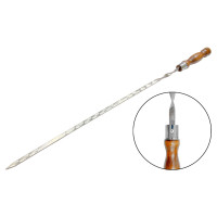 Шампур KS-UKR 740 x 12 х 3мм (Циліндр) плоский дерев'яна лакована ручка (6262)